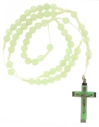 Glow in the Dark Beaded Rosary with 8mm Beads - 26in. Rosary Necklace - 31in. Overall Length