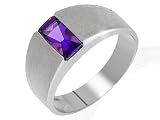 9ct White Gold Ladies Amethyst Single Stone Band Ring Size O
