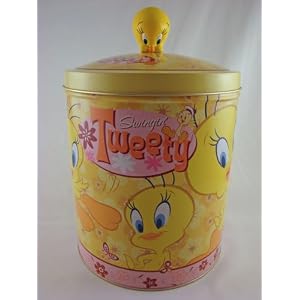 Swingin' Looney Tunes Tweety Bird Tin Snack Canister Cookie Jar by