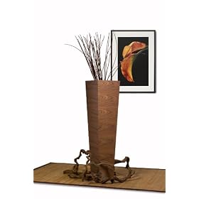 Diamond Sofa Accent Flower Floor Vase, Light Walnut by Diamond Sofa