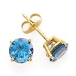 14K BLUE TOPAZ 6MM ROUND EARRINGS (POST)