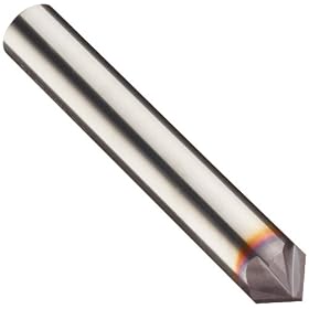 Niagara Cutter CM490 Solid Carbide End Mill, Titanium Aluminum Nitride (TiAlN), 4-Flute, 90 Degree Chamfer Center Cutting, Single End, 1/8" Cut  x  1/4" Dia.