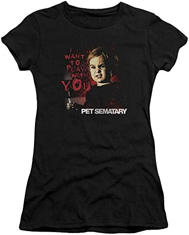 Pet Sematary I Want To Play Short Sleeve Juniors Sheer Black Lg