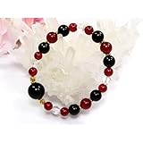 パワーストーン*天然石・オニキス&レッドカーネリアン&水晶☆デザインブレスレット♪