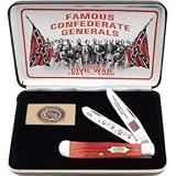Case Cutlery CAT-FG/RPB Case's Cival War General Pick Bone Handle Trapper Pocket Knife with Tru Sharp Surgical Steel Blades, Red