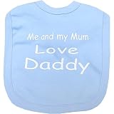 Me and my Mum love Daddy Baby Velcro bib Blue One size