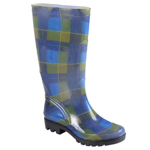 Brinley Co Womens Plaid Rubber Rainboots