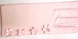 Nine Inch Pink Spandex Nylon Prom and Wedding Gloves Trimmed with One Line of Pearl Daisies for Women and Teens