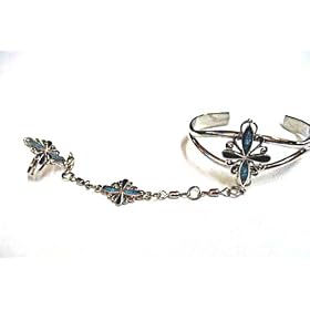 Slave Bracelet in Cross Design with Turquoise Inlay and Black Made in USA