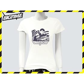Damen T-Shirt Top Gun Tom Cruise Kult Film Shirt weiss E68-Girly