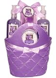Morgan Avery Bath and Body Satin Rhinestone Bag Gift Set, Lavender