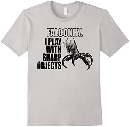 Men's Falconry. I Play With Sharp Objects T-Shirt XL Silver