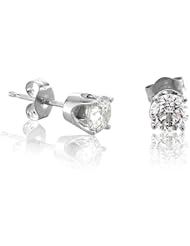 14k White Gold Round Brilliant Cut Diamond Stud Earrings (GH, I1-I2, 0.25 carat)