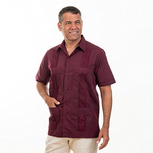 Embroidered cotton blend guayabera.