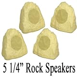 2 Pair of New 5.25 Woofers Outdoor Garden Waterproof Sandstone Rock Patio Speakers 4R5B