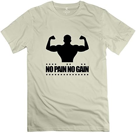 LEAI Men's Body Building No Pain No Gain T-shirt L Natural