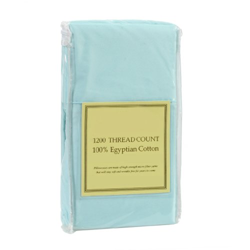King Pillowcase, Light Blue, 1200 - Collection, Set of 2, King 20x40, Available in Many Sizes and Colors
