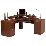 Bestar Elite Home Office Corner Wood Computer Desk in Tuscany Brown