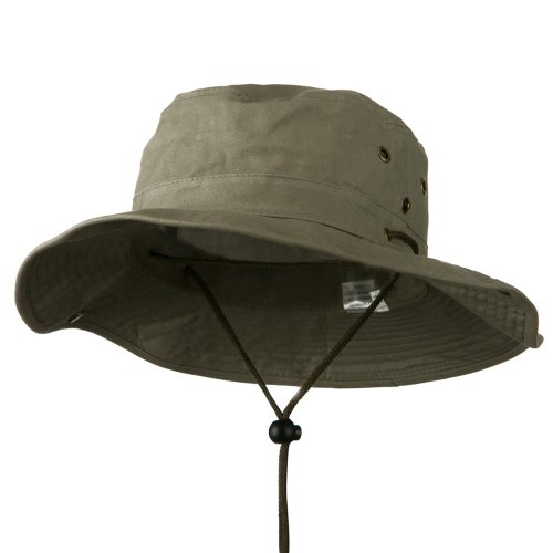 Extra Big Size Brushed Twill Aussie Hats - Olive (For Big Head)