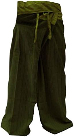 2 Tone Thai Fisherman Pants Yoga Trousers Free Size Plus Size Cotton Olive and Green