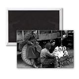 British troops with German children - 3x2 inch Fridge Magnet - large magnetic button - Magnet