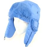 New Winter Ski Fur Trapper Trooper Hat Blue - Medium