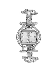 Golden Classic Womens 2279-Silv "Triple Threat Glamour" Metallic Rhinestone Bezel and Brushed Dial Watch