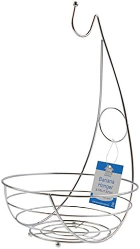Fruit basket with banana holder,Chrome Wire Fruit Tree Bowl with Banana Hanger Hook ,Kitchen Dining (black)
