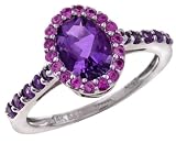14K White Gold Amethyst and Pink Sapphire Ring - SIZE 6