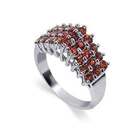 Sterling Silver Band Garnet Gemstone Ring
