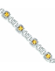 Genuine .925 Sterling Silver Diamond & Citrine Bracelet 10.8 Grams . 100% Satisfaction Guaranteed.