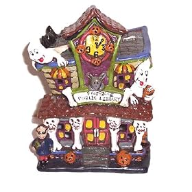 Haunted House Ceramic Tealight Holder Boosville Public Library from Lava Lamps