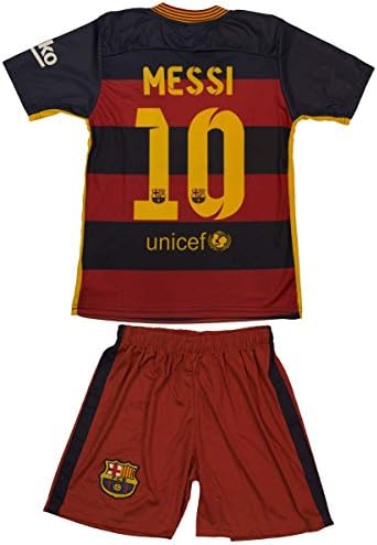 2015/2016 BARCELONA LIONEL MESSI #10 HOME FOOTBALL SOCCER JERSEY &amp; SHORTS YOUTH SIZES (XXL - 176 (AGES 12-13))