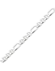 Sterling Silver Figaro Anchor Chain Bracelet - 9 Inch
