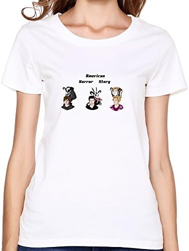 Kuangshi Women's American Horror Story O-neck T-shirts M White