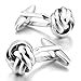 Men's 2 PCS Rhodium Plated Cufflinks Silver Tone Love Knot Shirt Wedding Business 1 Pair Set