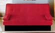 Red Microfiber Sofa Bed with Black Storage Base