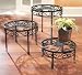 Set of 3 Black Scroll & Medallion Open Top Table Stands