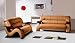 Elegant Caramel Leather Sofa Loveseat Living Room Set Contemporary Furniture