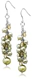 Dyed Freshwater Cultured Pearl, Peridot and Citrine Dangle Earrings