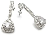 Triangle Shaped Solitaire Center Pave CZ Earrings