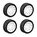 uxcell 30mm Rubber RC Wheel Tires DIY Model Robots 4pcs, White and Black