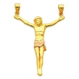 14K Yellow and Rose 2 Two Tone Gold Jesus Body Crucifix Cross Religious Charm Pendant 14K Yellow and Rose 2 Two Tone Gold Jesus Body Crucifix Cross Religious Charm Pendant