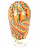 100% Handcraft Murano Glass Art Orange waves vase