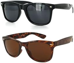 80's Style Vintage Wayfarer Classic Sunglasses- Combo Set of Black N Brown