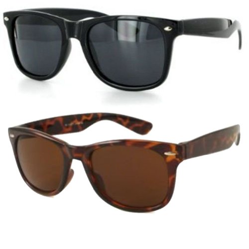 80's Style Vintage Wayfarer Classic Sunglasses- Combo Set of Black N Brown