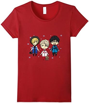 Women's  Yuri on Ice Ugly Sweater T-Shirt Large Cranberry