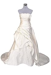 Sexy Strapless Applique Beaded Lace Satin Wedding Dress  with a Court Train 