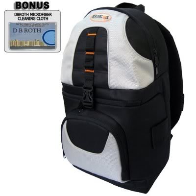 Deluxe Digital SLR Camera/Camcorder Sling Backpack (Black/Silver) For The Nikon D5000, D3000 Digital SLR Cameras