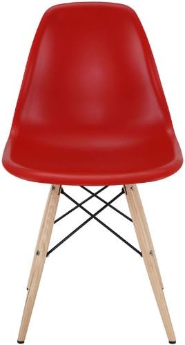 Armin Wood Leg Dining Side Chair In Red